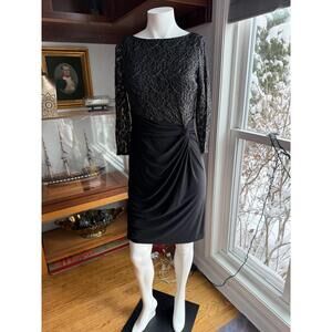 Evan Picone Black and Gold Sparkle Dress Size 8